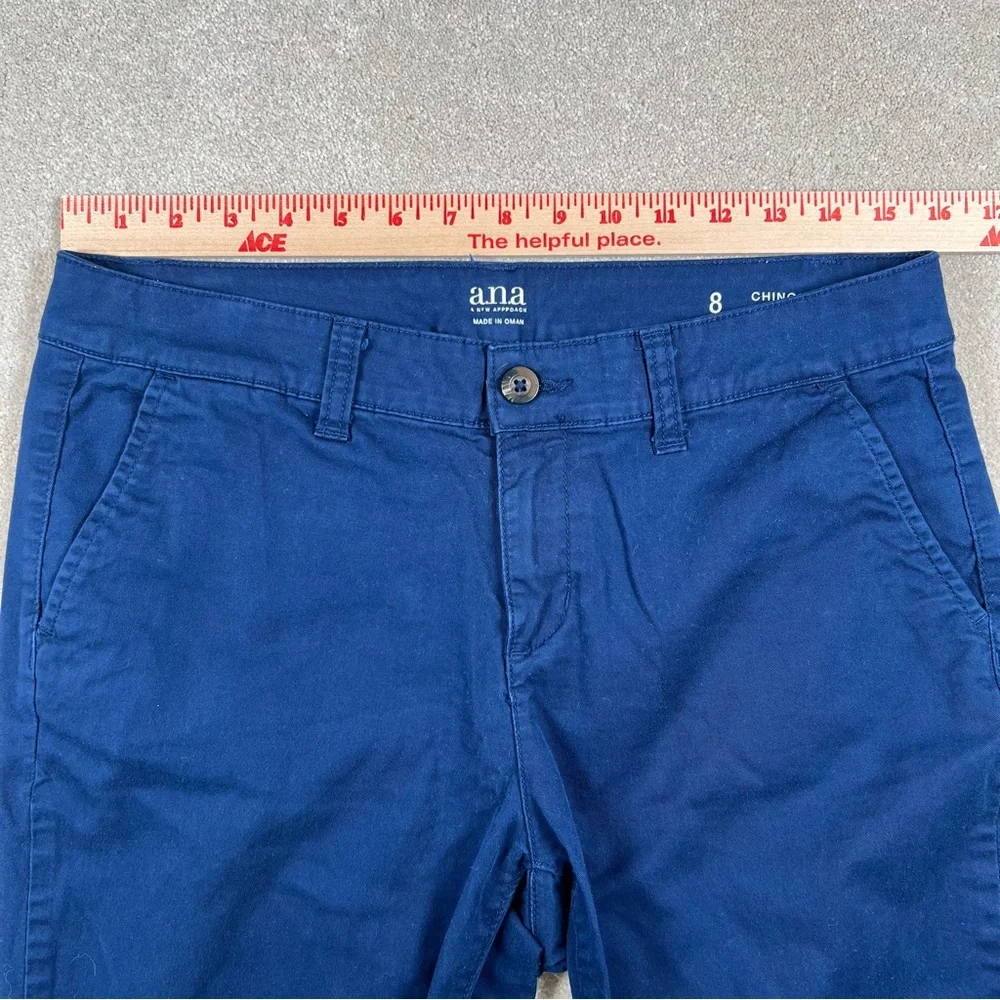 ana Cropped Chino Pants Blue Cotton Blend Business Casual women's 8